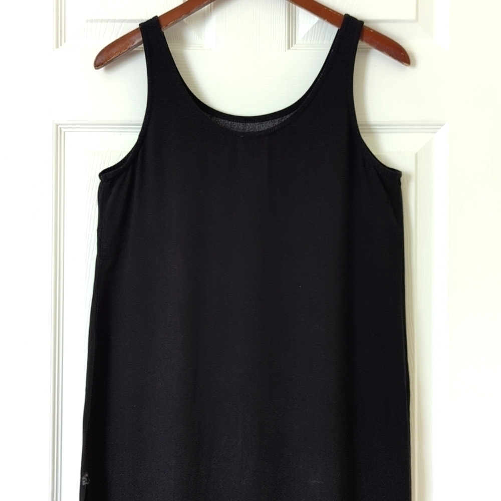 Jantzen 90's Vintage Floral Sleeveless Side Slit Swim Cover Up Midi Dress Black - Picture 12 of 13